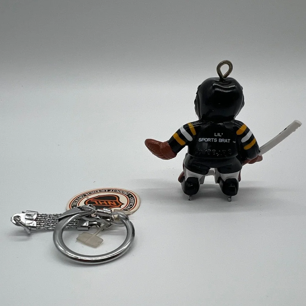 Vintage Boston Bruins Lil Sports Brat Goalie Keychain NHL Hockey Collectible